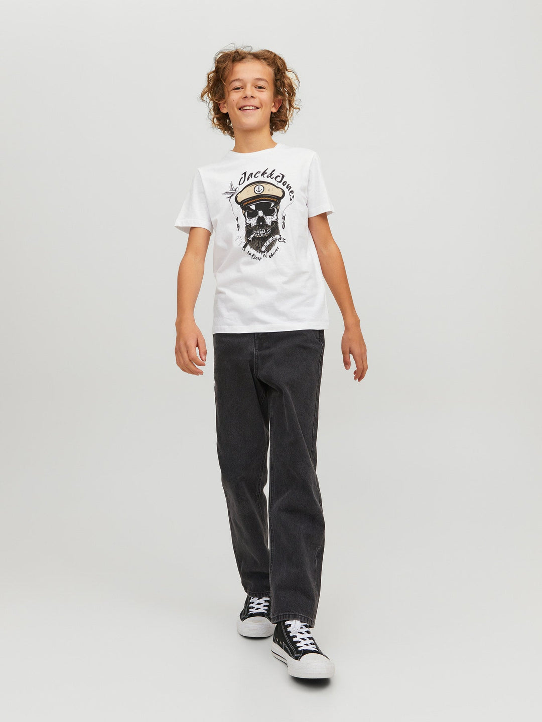 Jack&Jones Junior Chris jeans med stretch og høyt liv – Black Denim for barn - Brobrobrille