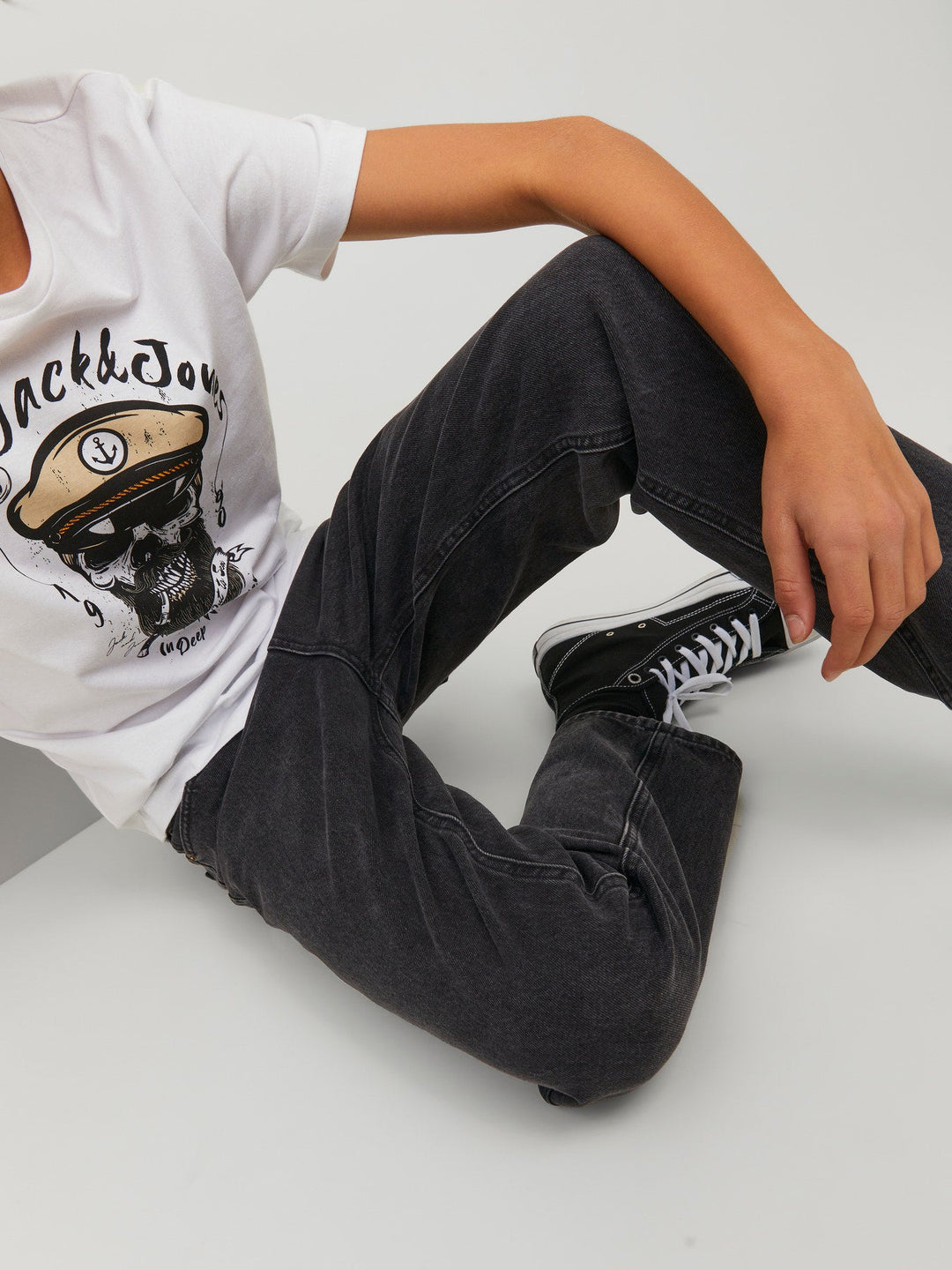 Jack&Jones Junior Chris jeans med stretch og høyt liv – Black Denim for barn - Brobrobrille