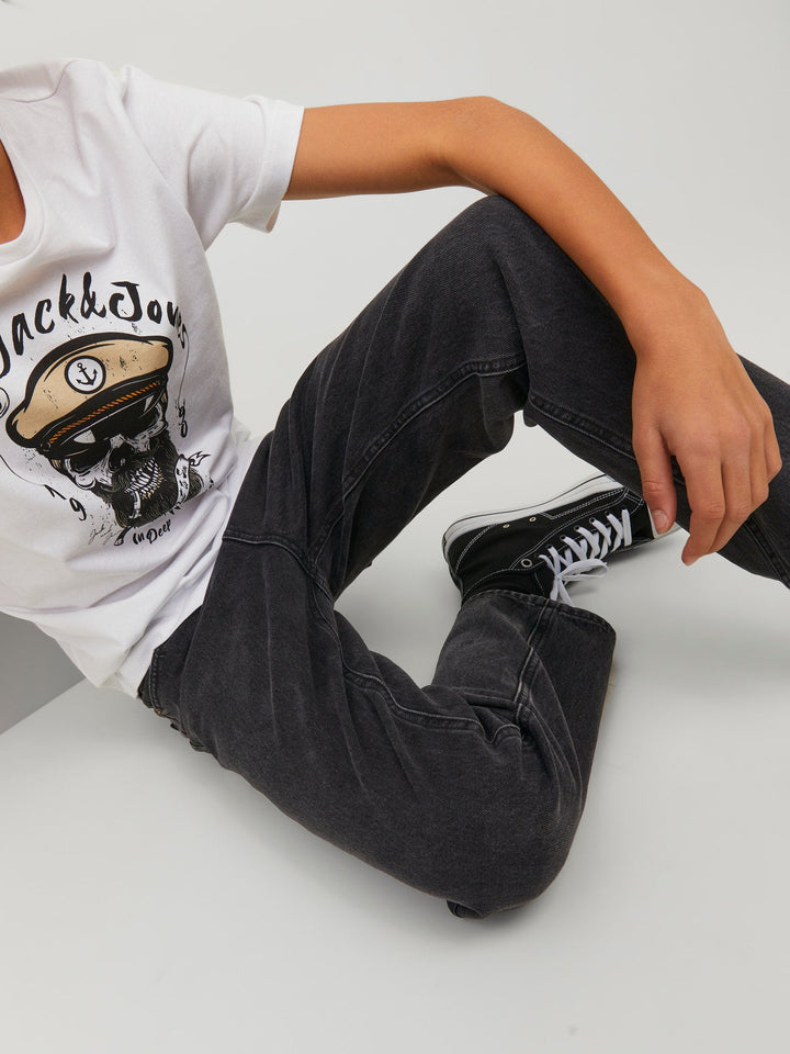 Jack&Jones Junior Chris jeans med stretch og høyt liv – Black Denim for barn - Brobrobrille