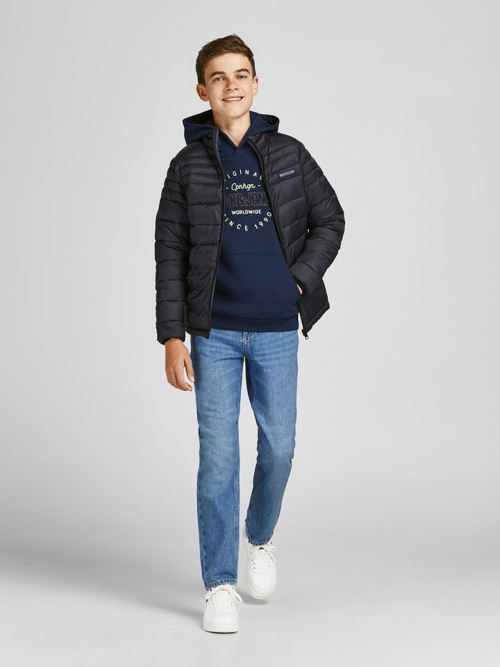 Jack&Jones Junior Clark jeans med straight fit – Blue Denim for barn - Brobrobrille