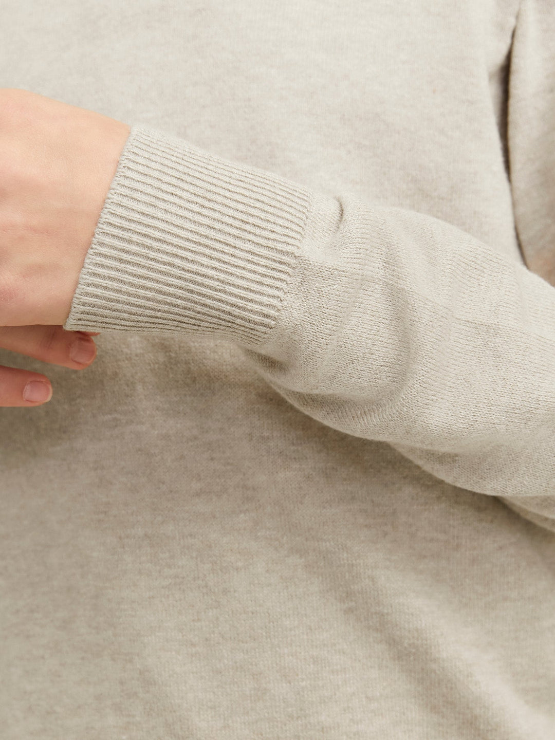 Jack&Jones Junior Emil strikkegenser med half zip – Oatmeal Melange for barn - Brobrobrille