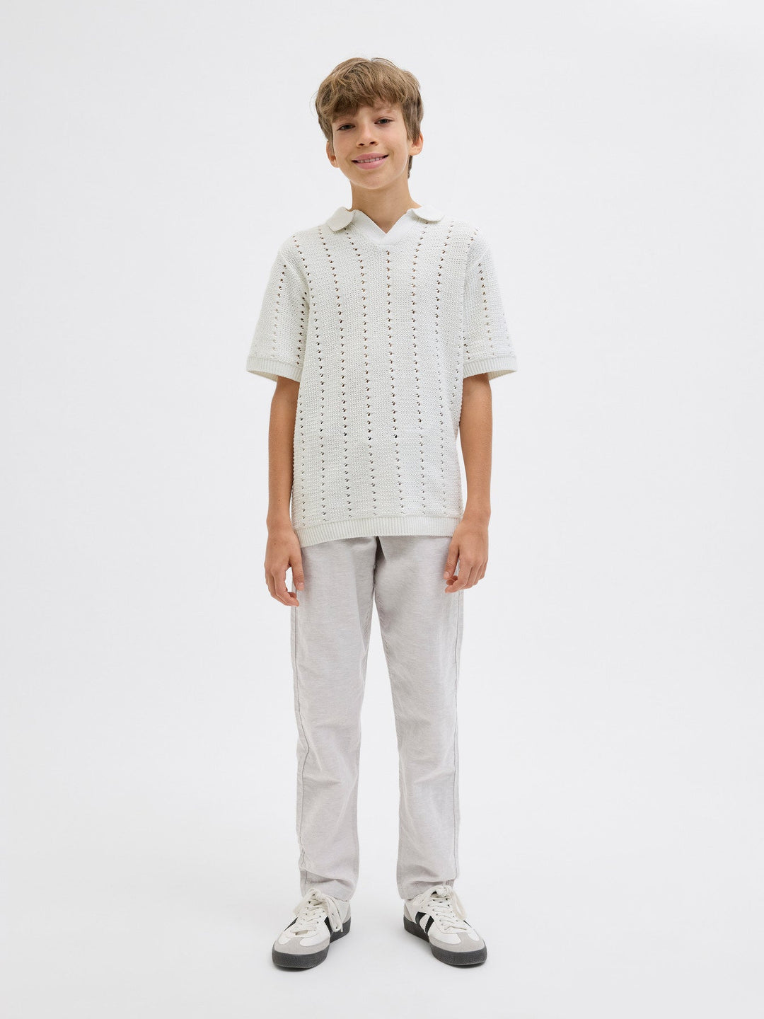 Jack&Jones Junior Kane joggebukse i bomull – Crockery Melange for barn - Brobrobrille