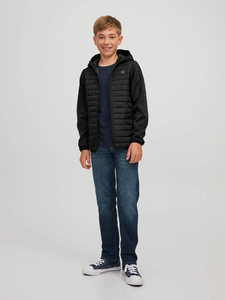 Jack&Jones Junior Multi vattert jakke med hette – Black for barn - Brobrobrille