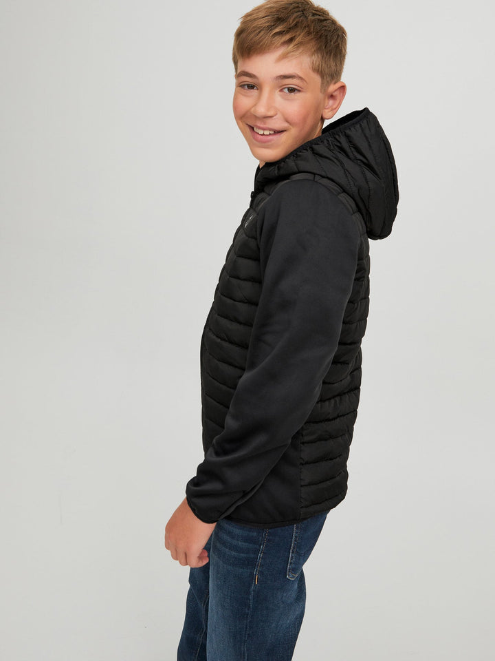 Jack&Jones Junior Multi vattert jakke med hette – Black for barn - Brobrobrille