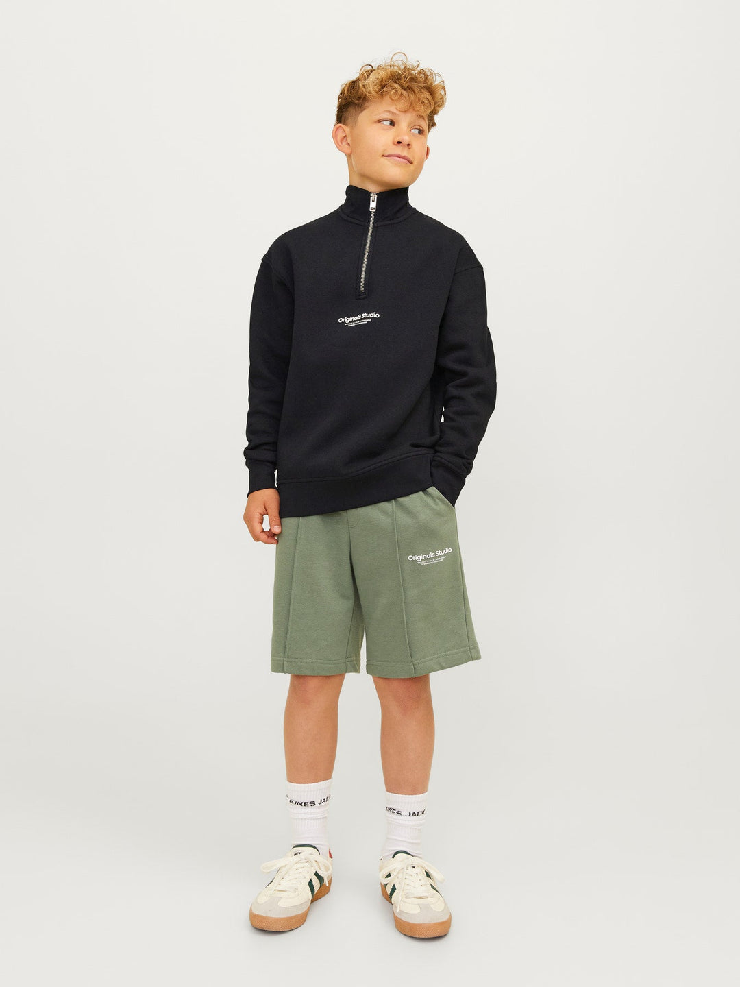 Jack&Jones Junior Vesterbro genser med kvart glidelås – Black LOOSE for barn - Brobrobrille