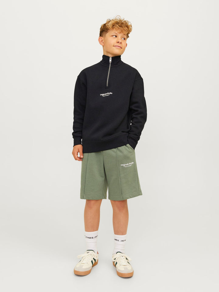 Jack&Jones Junior Vesterbro genser med kvart glidelås – Black LOOSE for barn - Brobrobrille