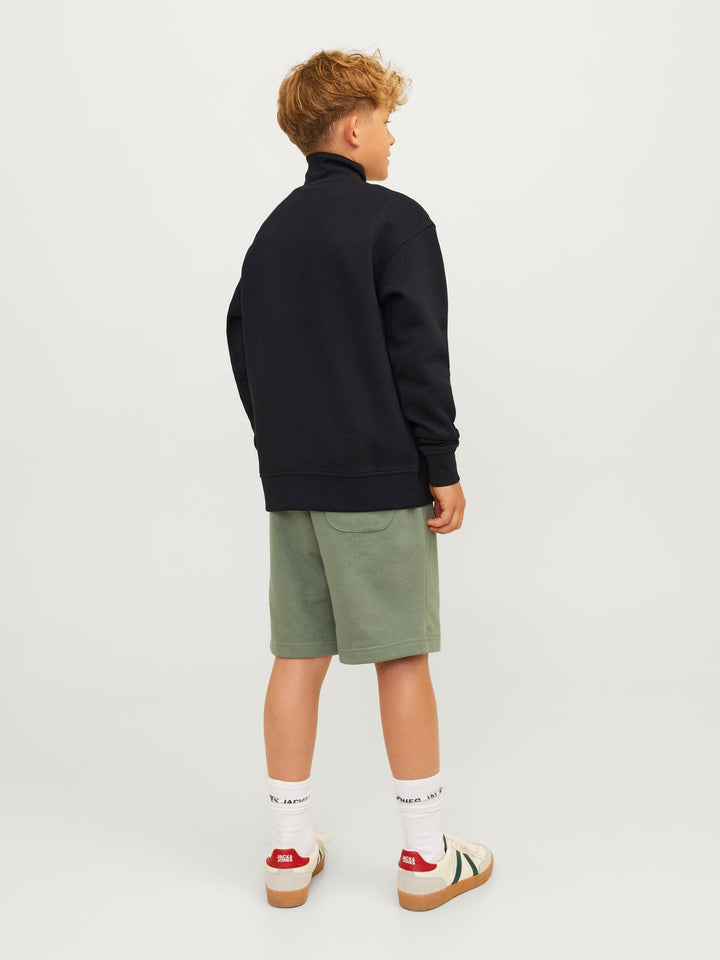 Jack&Jones Junior Vesterbro genser med kvart glidelås – Black LOOSE for barn - Brobrobrille