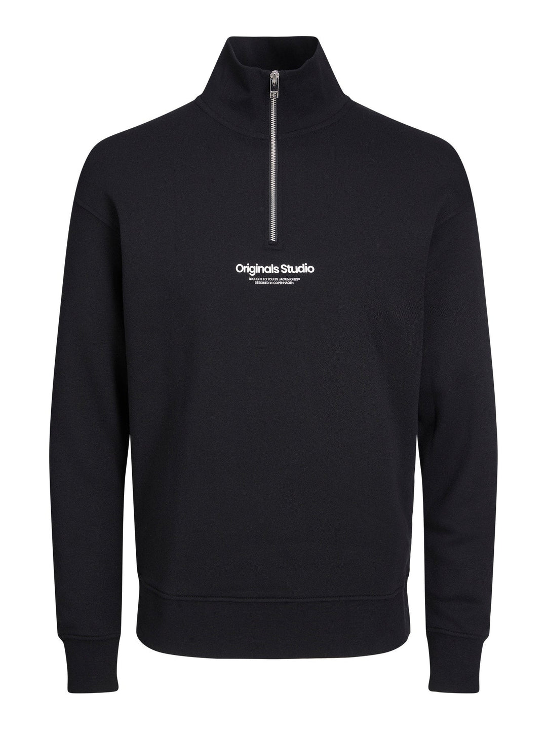 Jack&Jones Junior Vesterbro genser med kvart glidelås – Black LOOSE for barn - Brobrobrille