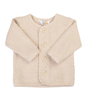 Joha Cardigan i Økologisk Bomull - Lys Beige for barn - Brobrobrille