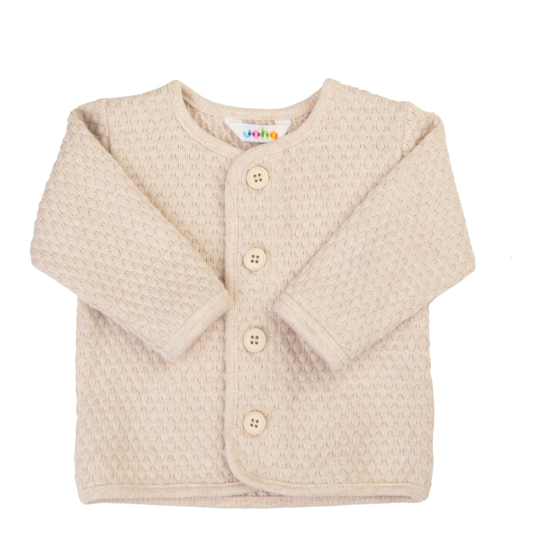 Joha Cardigan i Økologisk Bomull - Lys Beige for barn - Brobrobrille
