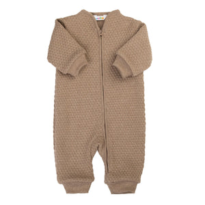 Joha Heldrakt Dobbelt Lag i Økologisk Bomull - Mørk Beige for barn - Brobrobrille