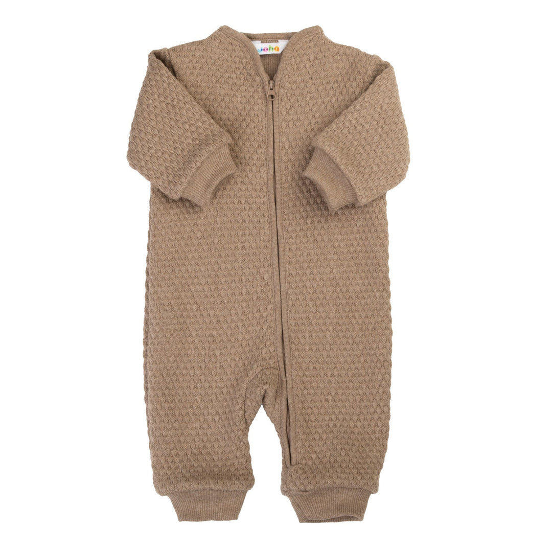 Joha Heldrakt Dobbelt Lag i Økologisk Bomull - Mørk Beige for barn - Brobrobrille