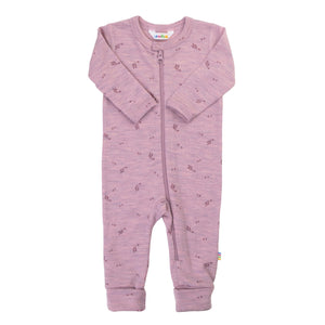 Joha Heldress i 100 % merinoull med glidelås - Lilla Melange for barn - Brobrobrille