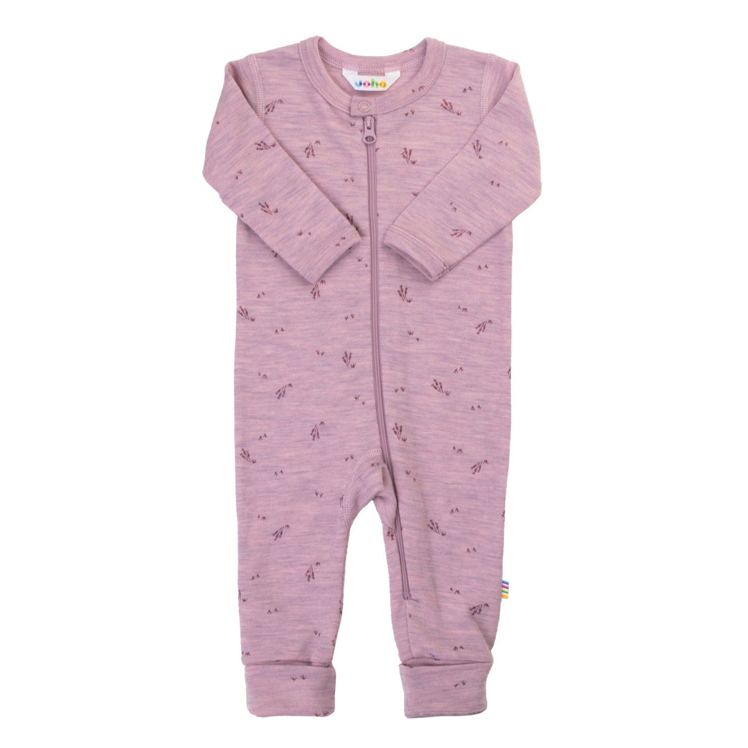 Joha Heldress i 100 % merinoull med glidelås - Lilla Melange for barn - Brobrobrille