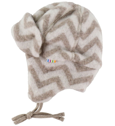 Joha Hjelmlue i merinoull med sikksakkmønster - Beige for barn - Brobrobrille