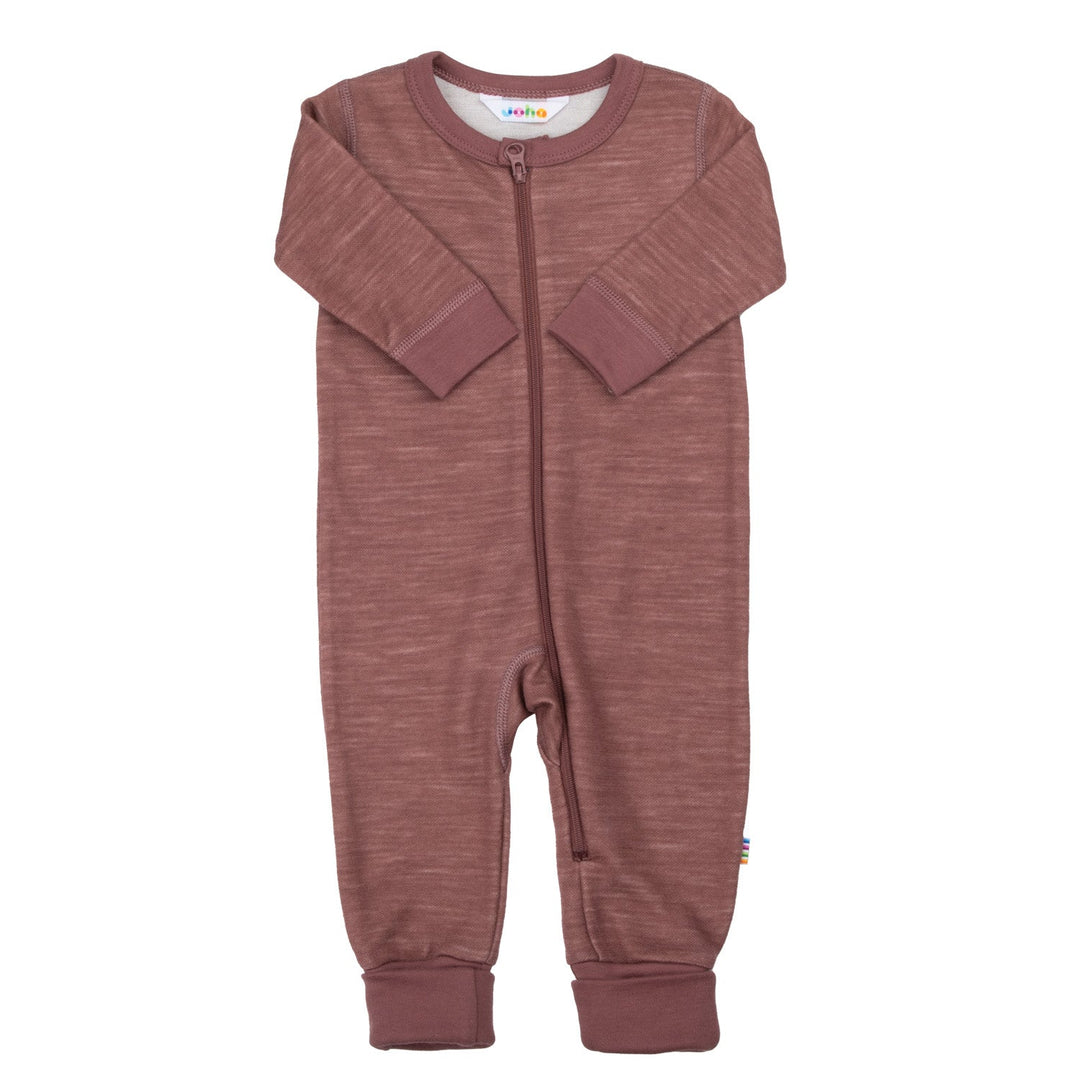 Joha Jumpsuit med 2 - i - 1 Fot – Mørk Rose for barn - Brobrobrille