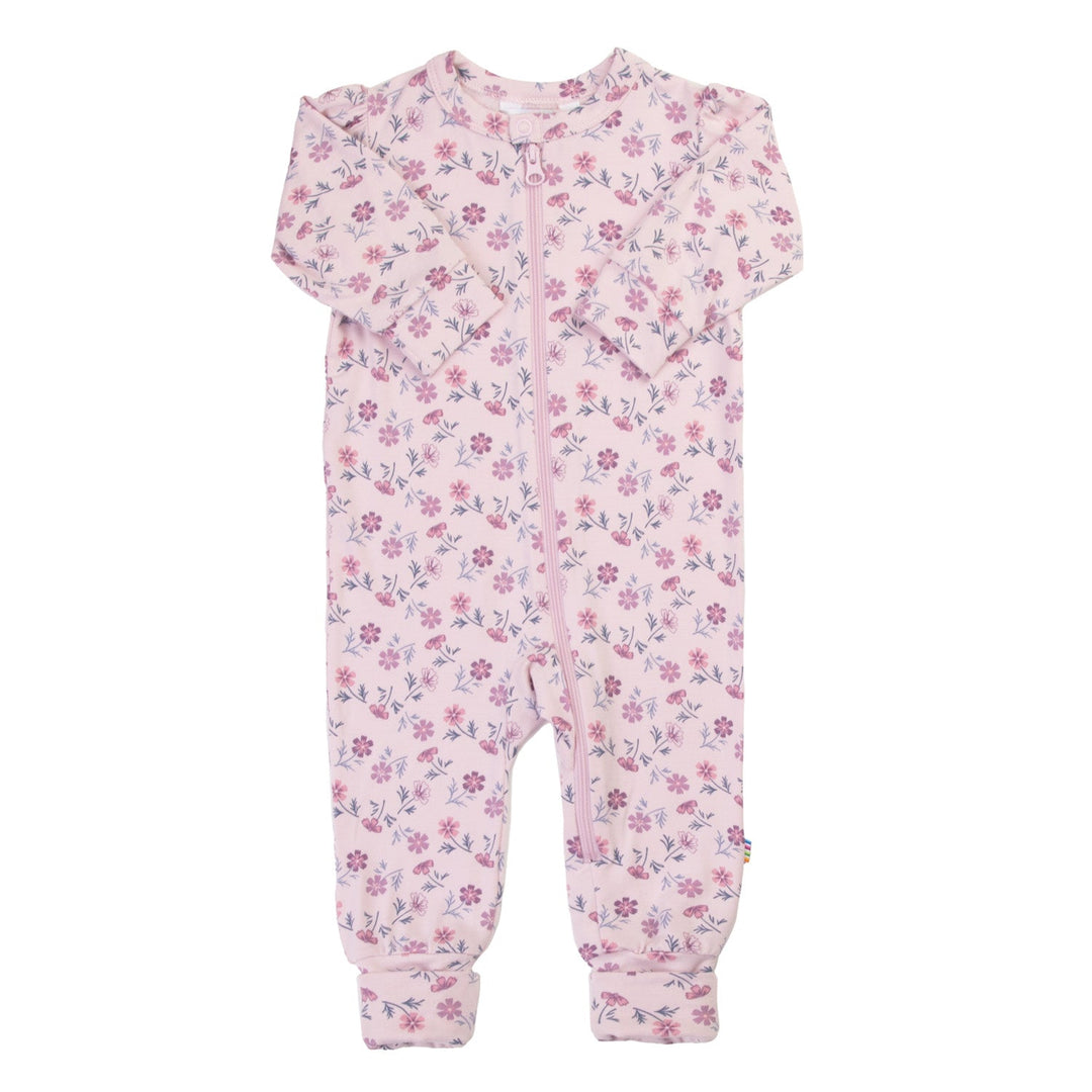 Joha Nattdrakt i bambus med blomster og 2-i-1-fot - Lys Lilla for barn - Brobrobrille
