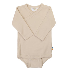 Joha Omslagsbody Langermet i Økologisk Bomull - Lys Beige for barn - Brobrobrille