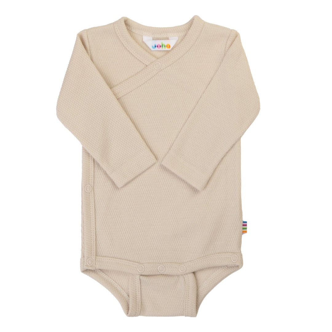 Joha Omslagsbody Langermet i Økologisk Bomull - Lys Beige for barn - Brobrobrille