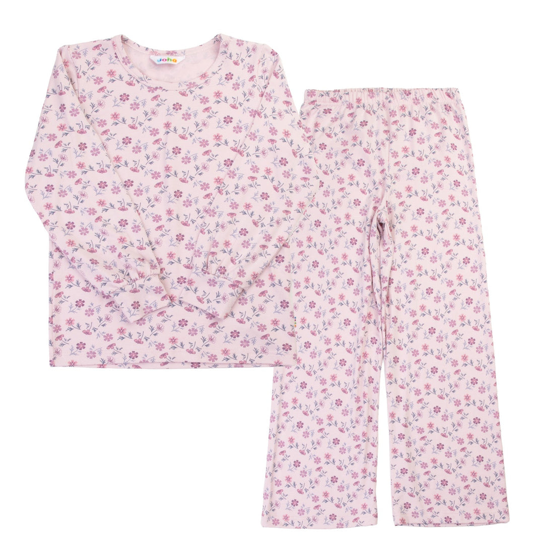 Joha Pyjamassett i bambus med blomster - Lys Lilla for barn - Brobrobrille