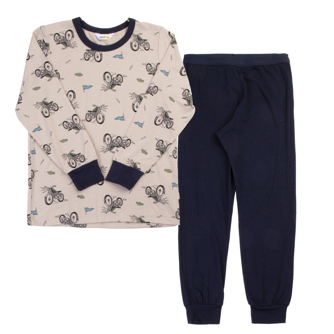 Joha Pyjamassett i bambus med kontrastkanter - Beige for barn - Brobrobrille