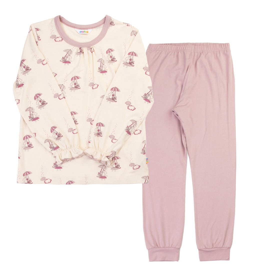 Joha Pyjamassett i bambus med rynkedetaljer - Creme for barn - Brobrobrille