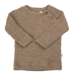 Joha Ribbestrikket Ullgenser med lange ermer - Beige Mel for barn - Brobrobrille