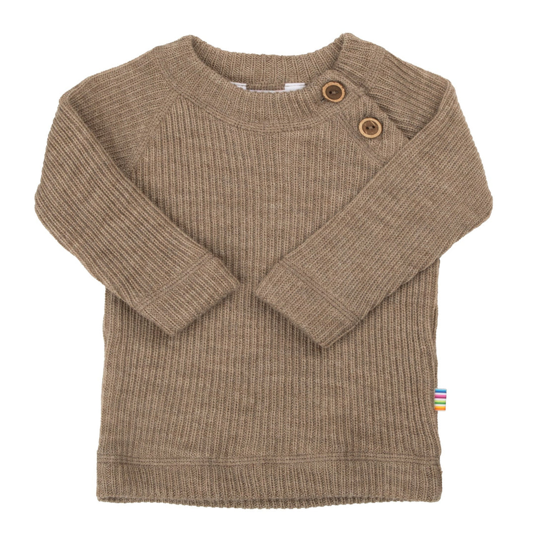 Joha Ribbestrikket Ullgenser med lange ermer - Beige Mel for barn - Brobrobrille