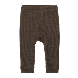 Joha Ribbestrikket Ullleggings - Brun Mel for barn - Brobrobrille