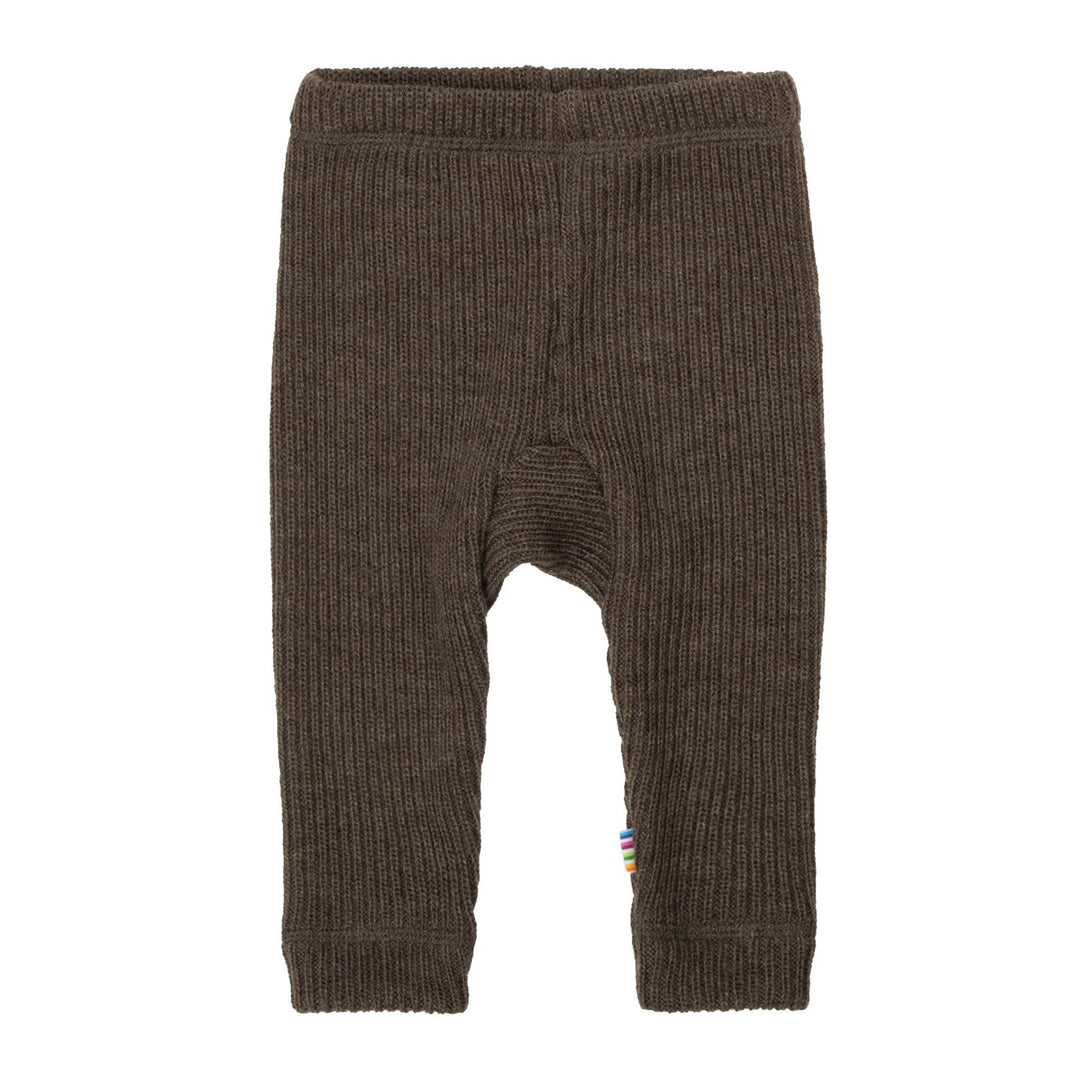 Joha Ribbestrikket Ullleggings - Brun Mel for barn - Brobrobrille