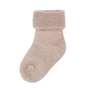 Joha Ullsokker i frotté med oppbrett - Beige Melange for barn - Brobrobrille