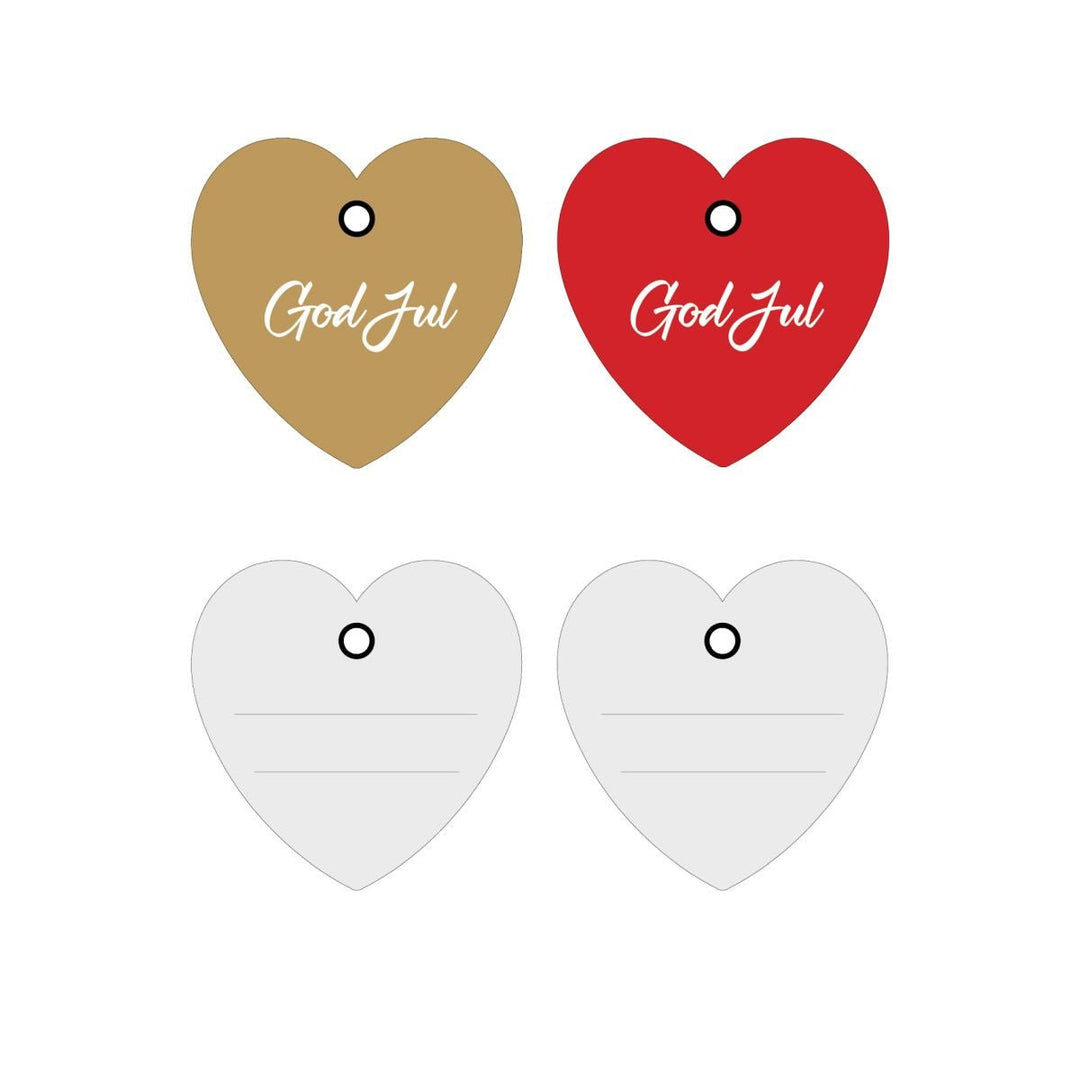 Julemerkelapper 6 - pk – Hjerter med «God Jul» for barn - Brobrobrille