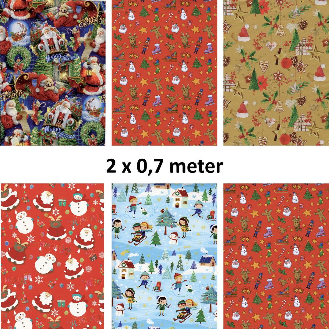 Julepapir Barn – 2 x 0,7 m Gavepapir (6 motiver) for barn - Brobrobrille