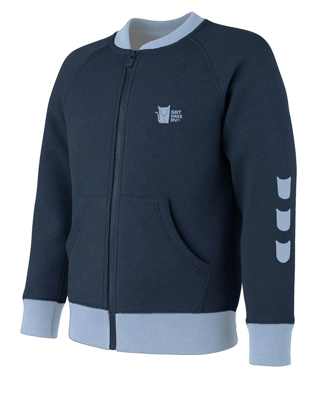 Kattnakken Bomulla Jakke i ull og bomull - Marine for barn - Brobrobrille