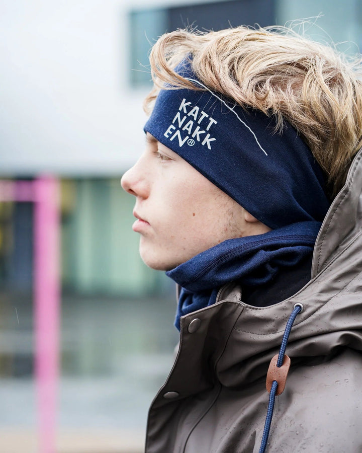 Kattnakken Panneband Tynn Ull – Marine for barn - Brobrobrille