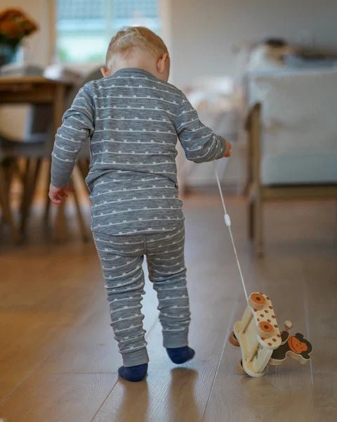 Kattnakken Stjerneull ullongs i merinoull - Grå Melert for barn - Brobrobrille
