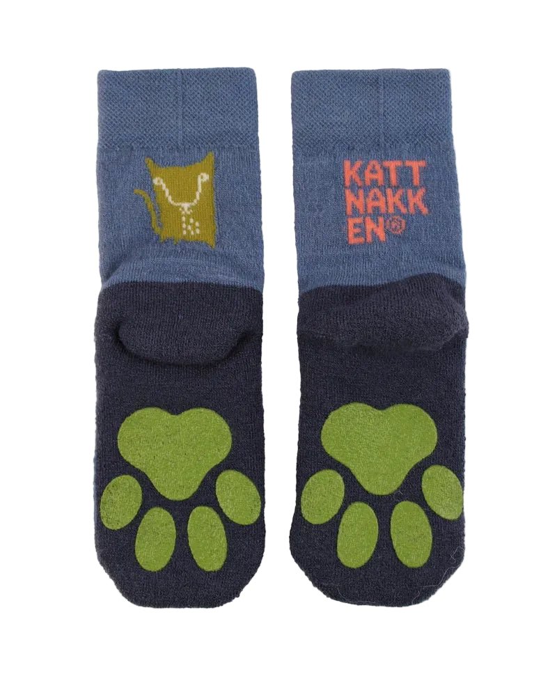 Kattnakken Ullsokker med antiskli - Superblå for barn - Brobrobrille