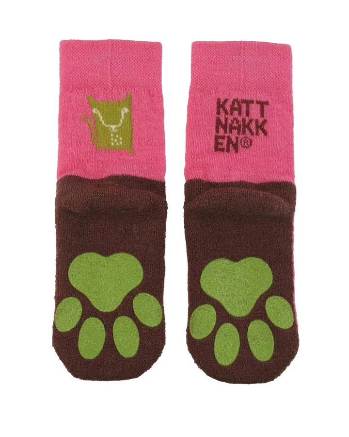 Kattnakken Ullsokker med antiskli - Superrosa for barn - Brobrobrille