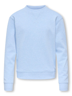 Kids Only Amalfi sweatshirt med rund hals - Cashmere Blue Melange for barn - Brobrobrille
