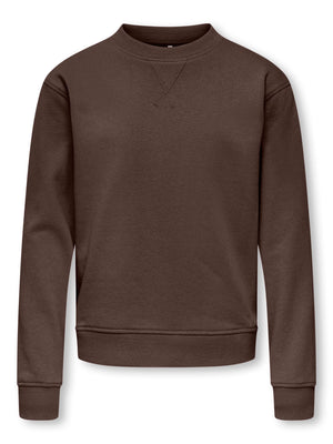 Kids Only Amalfi sweatshirt med rund hals - Coffee Bean for barn - Brobrobrille
