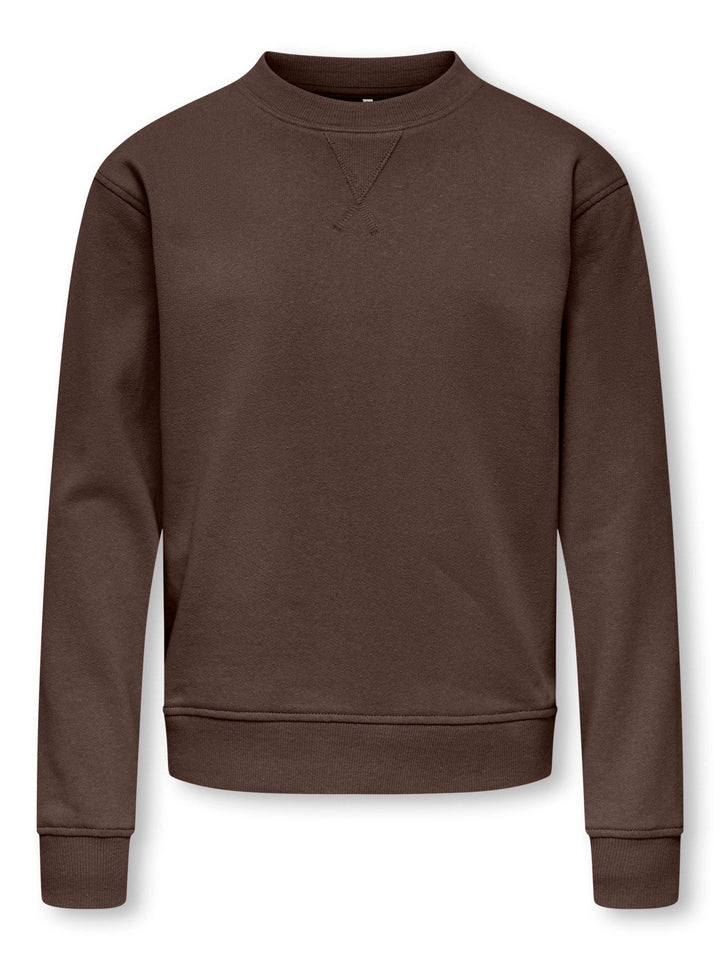 Kids Only Amalfi sweatshirt med rund hals - Coffee Bean for barn - Brobrobrille