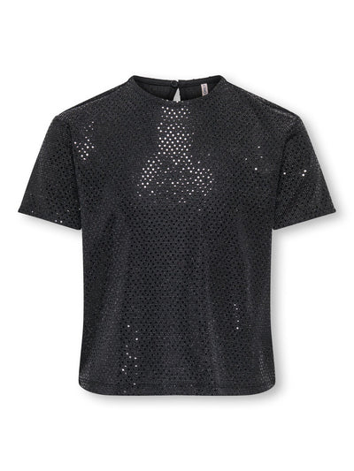 Kids Only Dazzling paljettopp - Black Silver Lurex/Black Sequins for barn - Brobrobrille