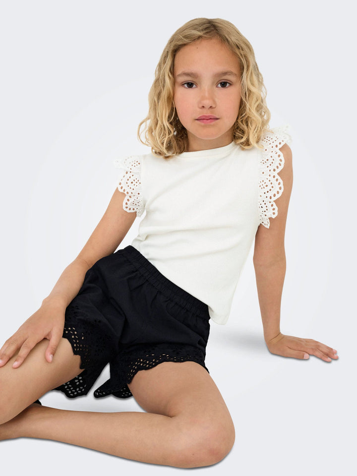 Kids Only Drea Topp med Volanger - Cloud Dancer for barn - Brobrobrille