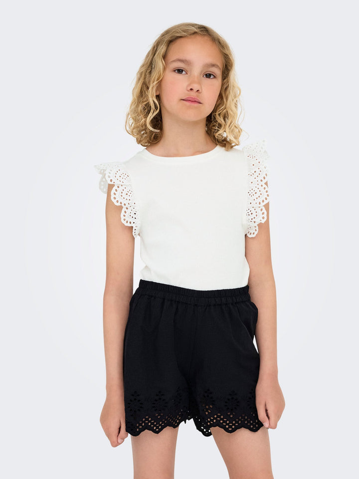 Kids Only Drea Topp med Volanger - Cloud Dancer for barn - Brobrobrille