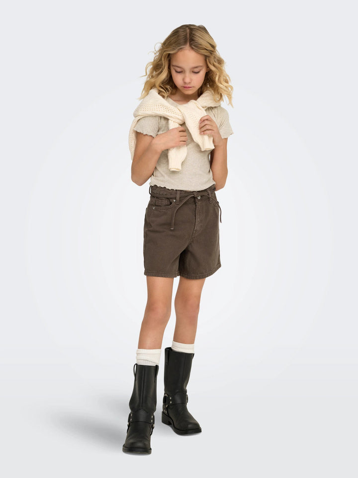 Kids Only Gianna Shorts med Knytebelte - Chocolate Brown for barn - Brobrobrille