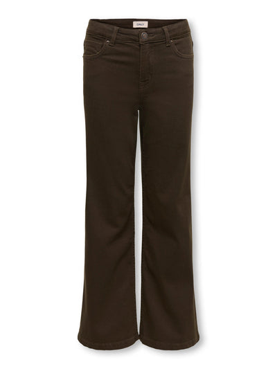 Kids Only Madison Blush jeans med vide ben - Dark Brown Denim for barn - Brobrobrille
