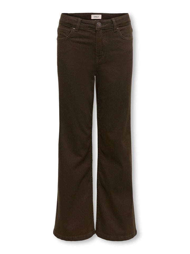 Kids Only Madison Blush jeans med vide ben - Dark Brown Denim for barn - Brobrobrille