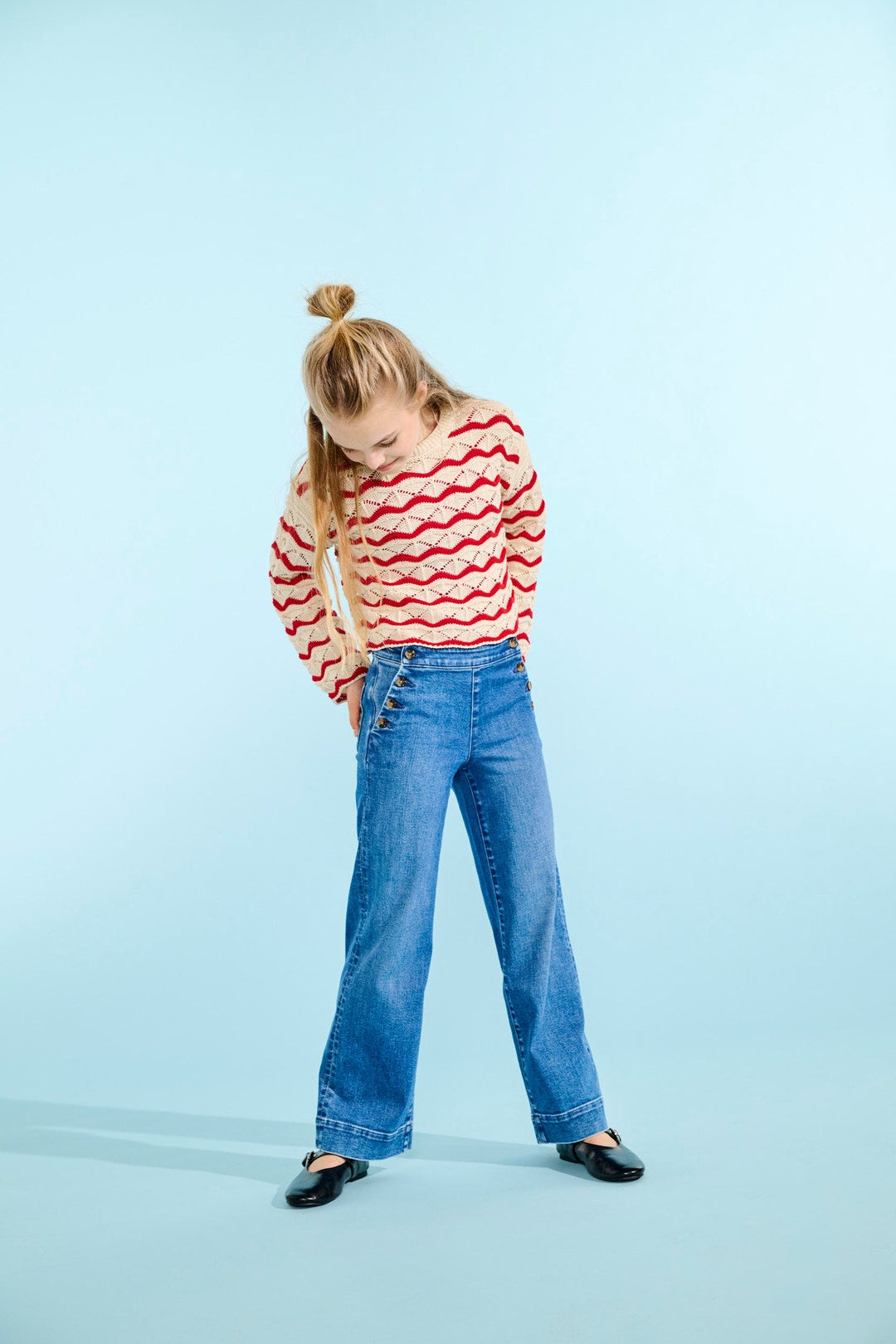 Kids Only Madison Wide Jeans - Medium Blue Denim for barn - Brobrobrille