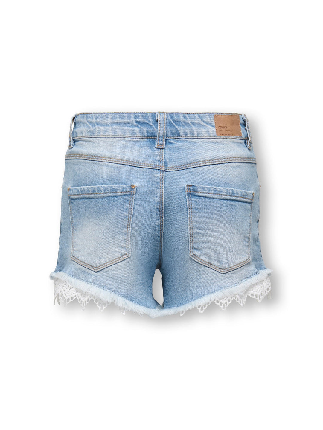 Kids Only Robyn Denimshorts med Blondekant - Light Blue Denim Lace for barn - Brobrobrille