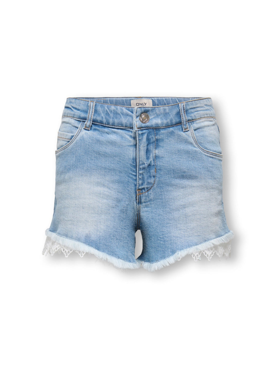 Kids Only Robyn Denimshorts med Blondekant - Light Blue Denim Lace for barn - Brobrobrille